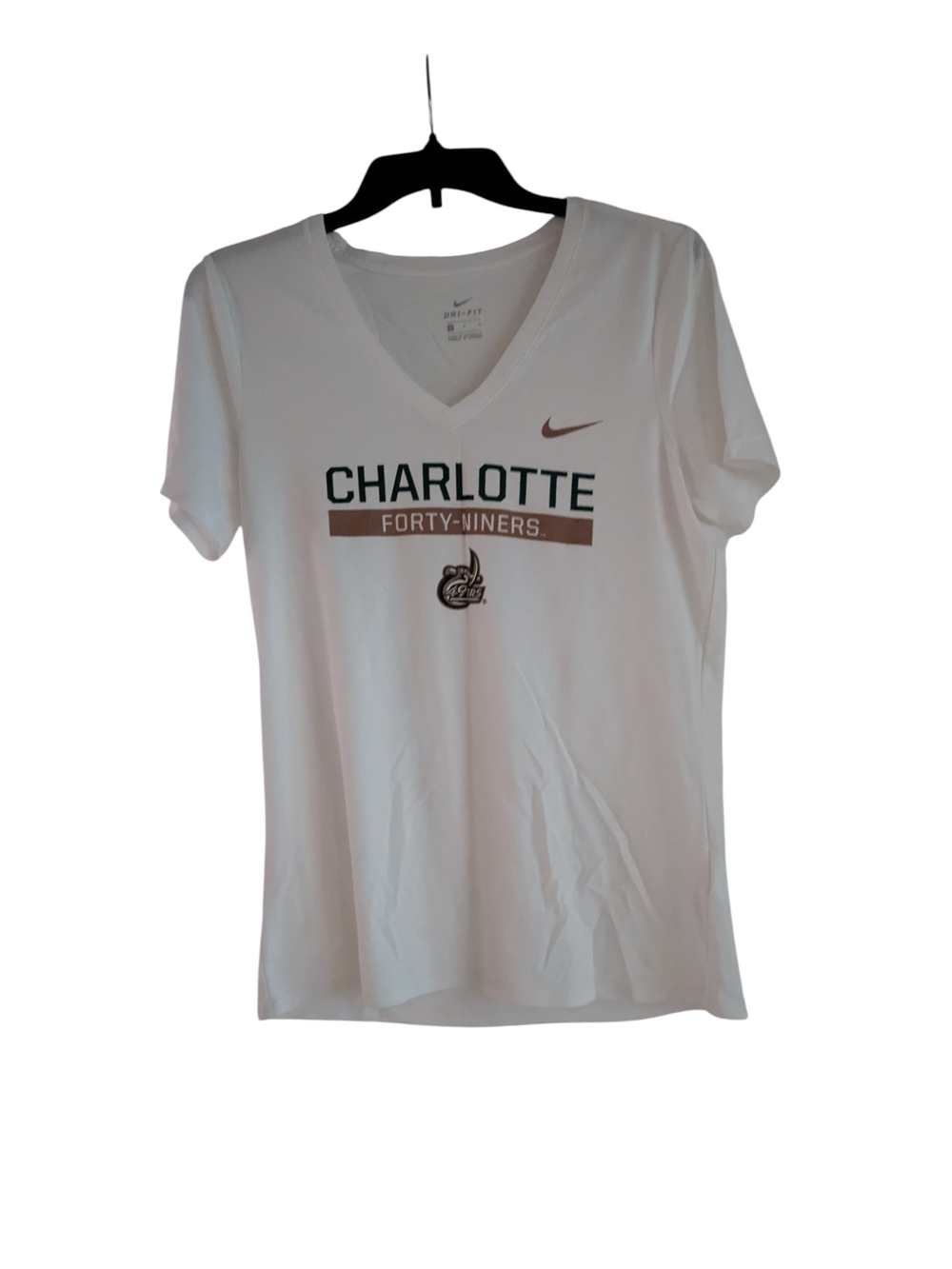 NWOT Nike White Charlotte Forty-Niners V-Neck Tee with Brown Accent Size M